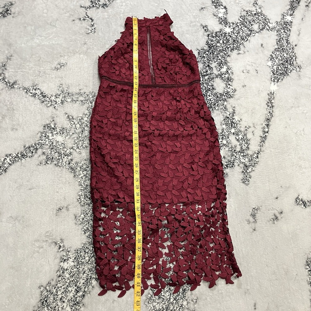 Bardot Red Lace Midi Dress Halter High Neck Cutout Formal Womens Size Large - Picture 4 of 13